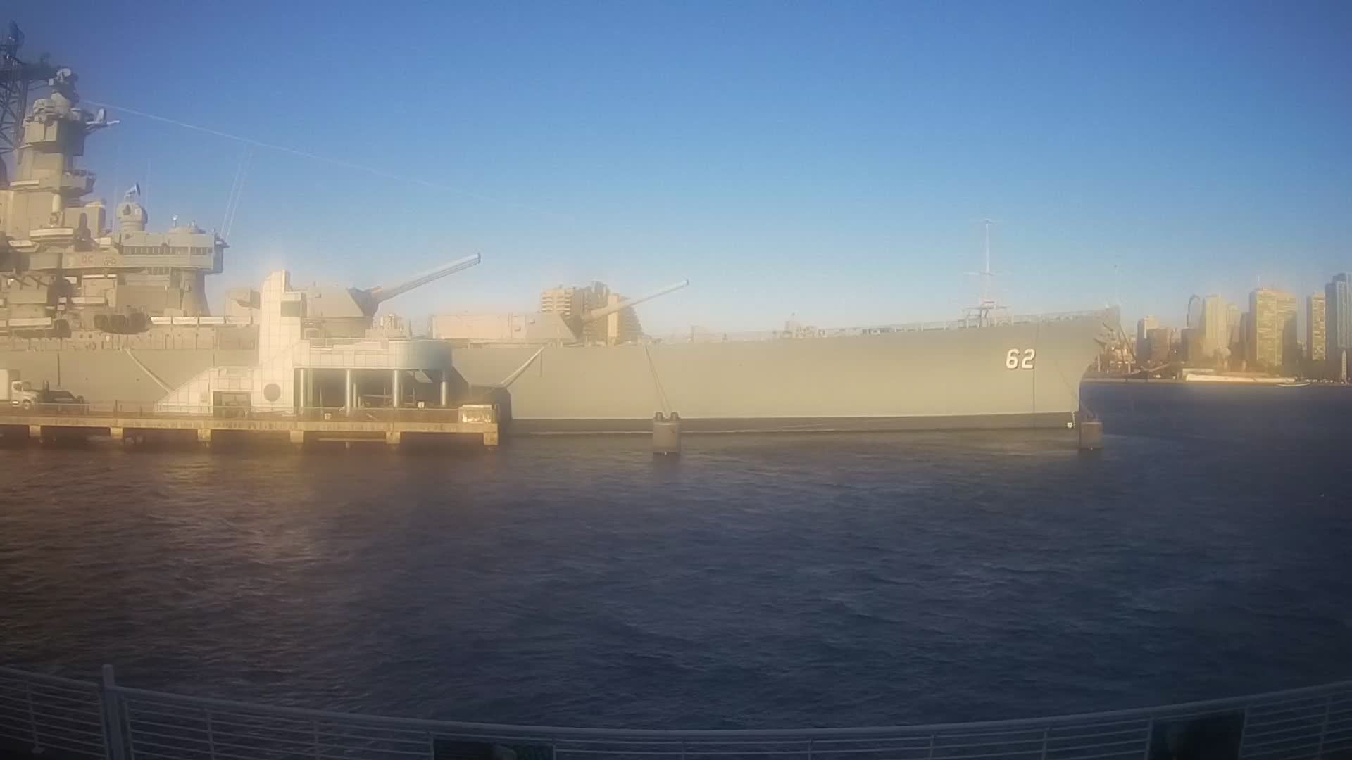 Battleship New Jersey Bow and Philly Skyline