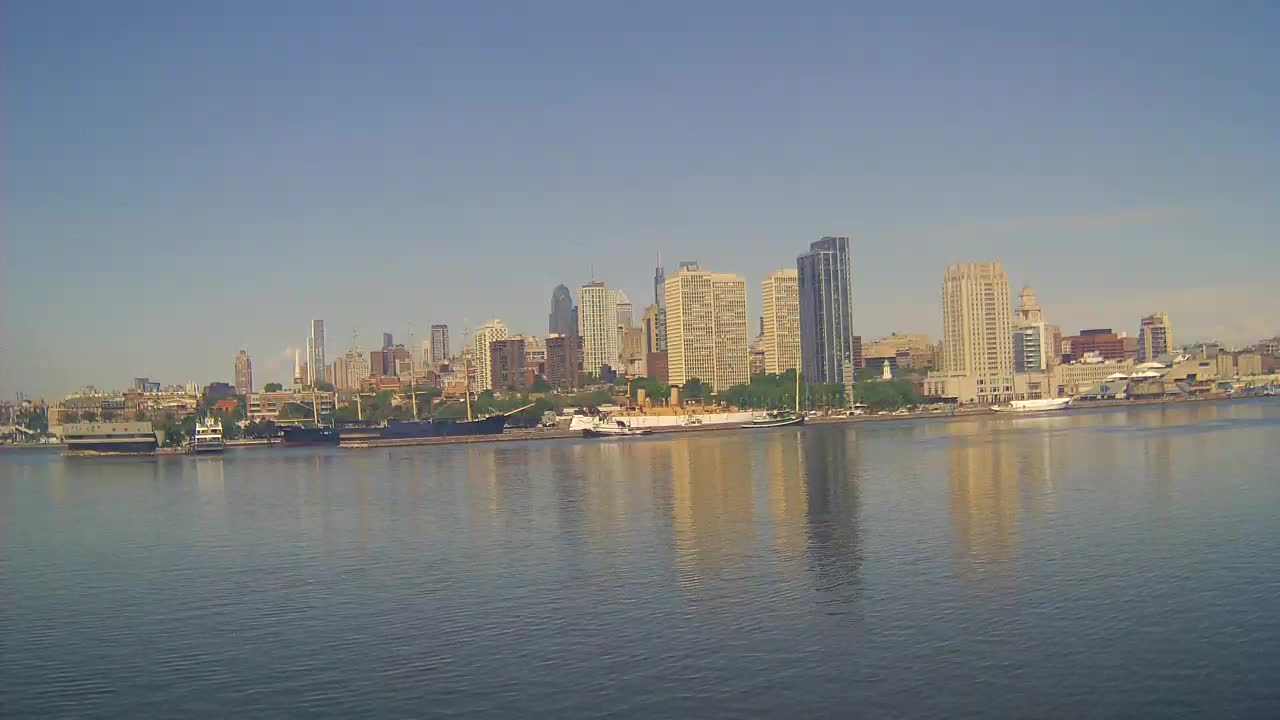Battleship New Jersey View of Philly Skyline and Penns Landing