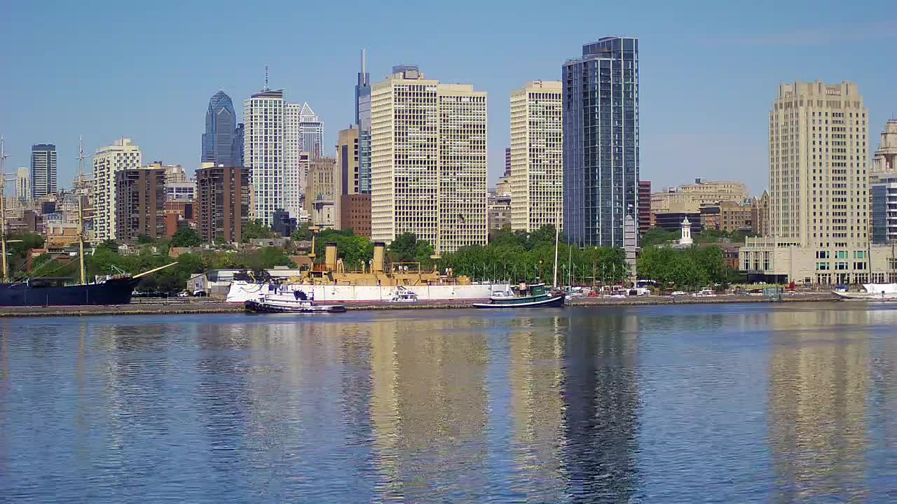 Battleship New Jersey View of Penns Landing, Hilton Hotel and Philly Skyline