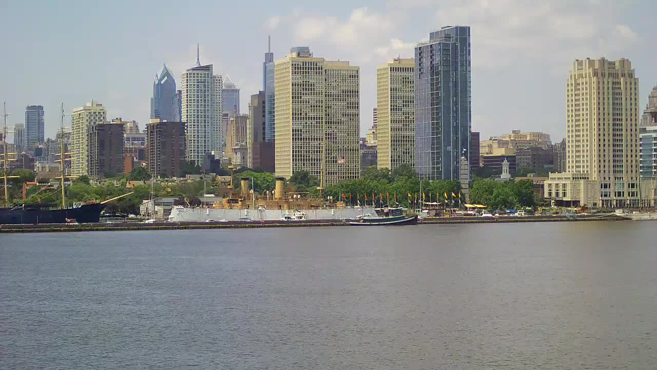 Battleship New Jersey View of Penns Landing, Hilton Hotel and Philly Skyline