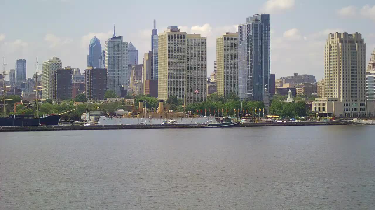 Battleship New Jersey View of Penns Landing, Hilton Hotel and Philly Skyline