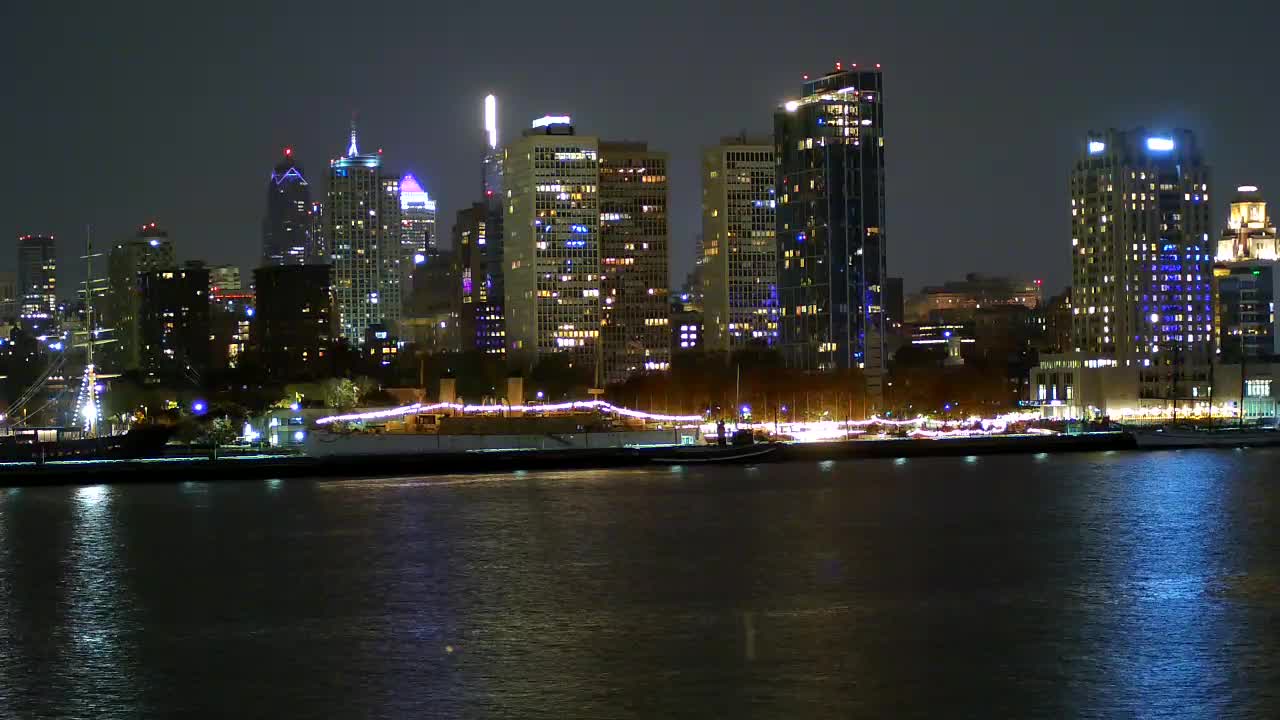 Battleship New Jersey View of Penns Landing, Hilton Hotel and Philly Skyline