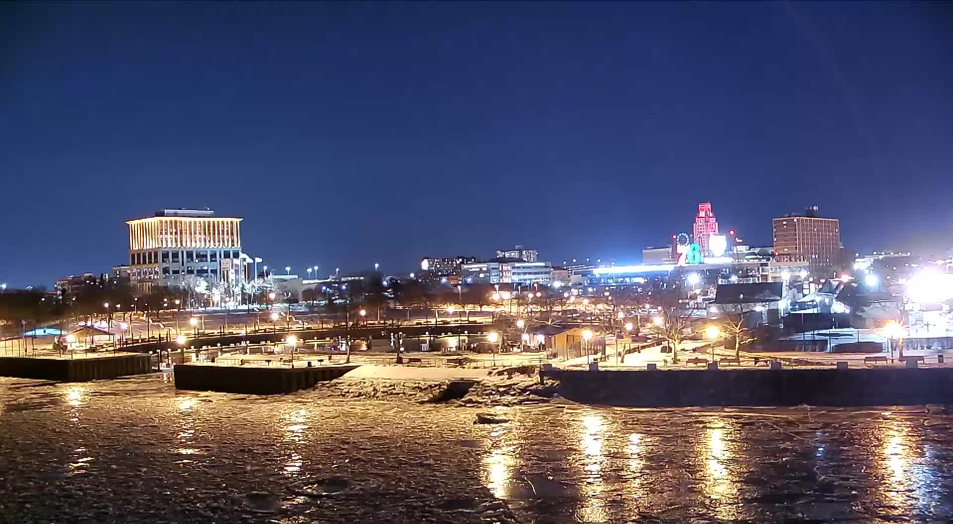 Battleship New Jersey View of Visitor Center, Susquehanna Bank Center and Camden 