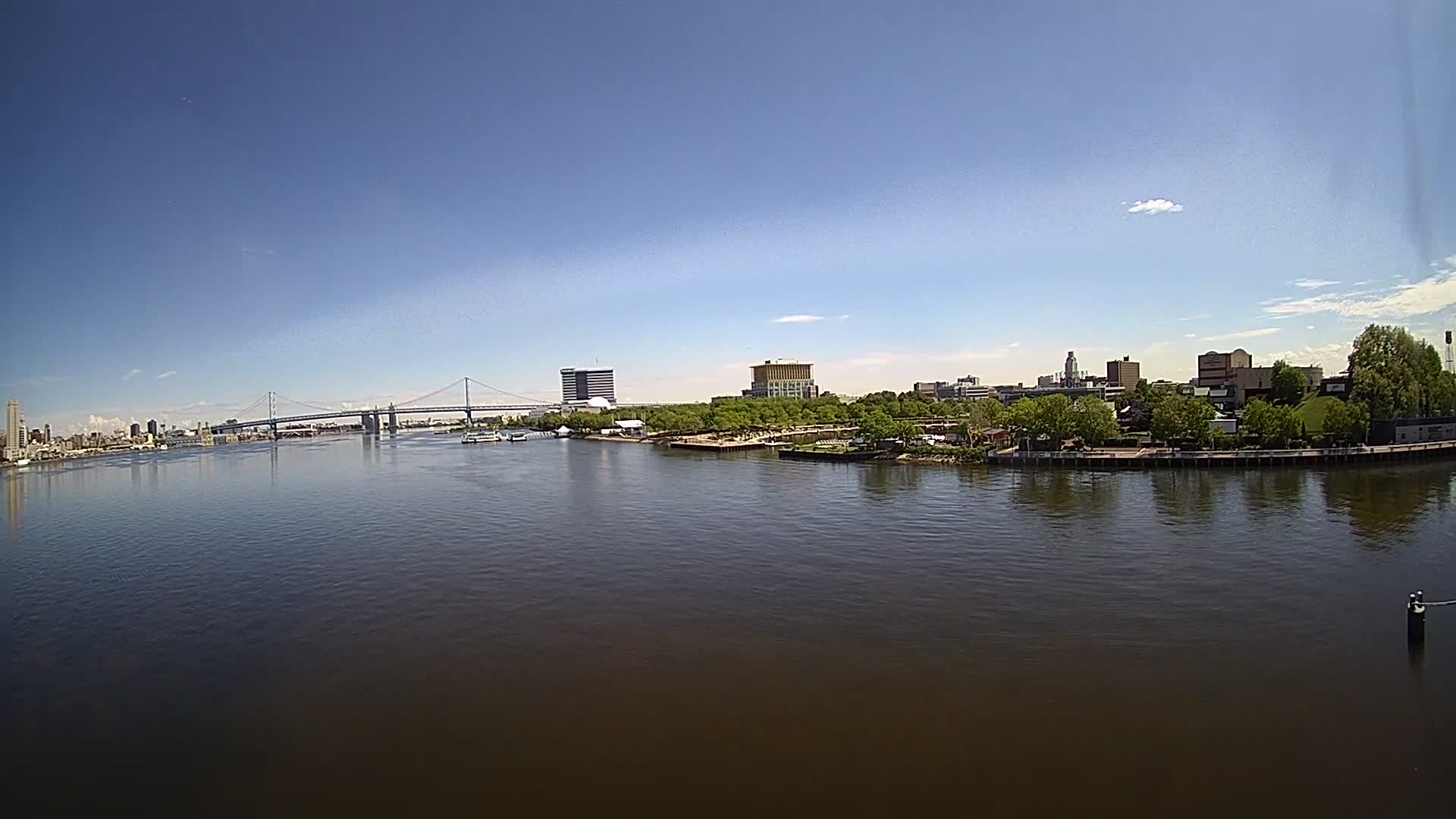 Battleship New Jersey Pano View of Ben Franklin and Camden Skyline