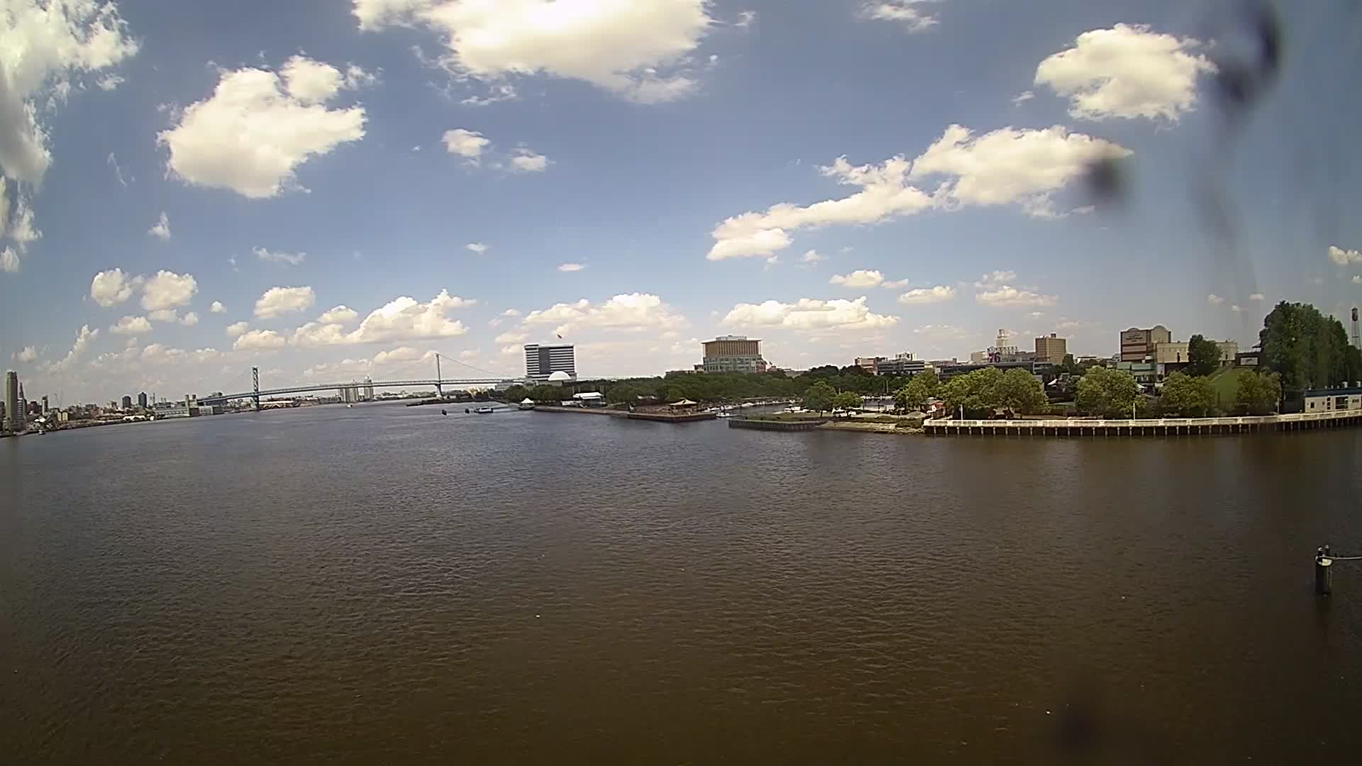 Battleship New Jersey Pano View of Ben Franklin and Camden Skyline