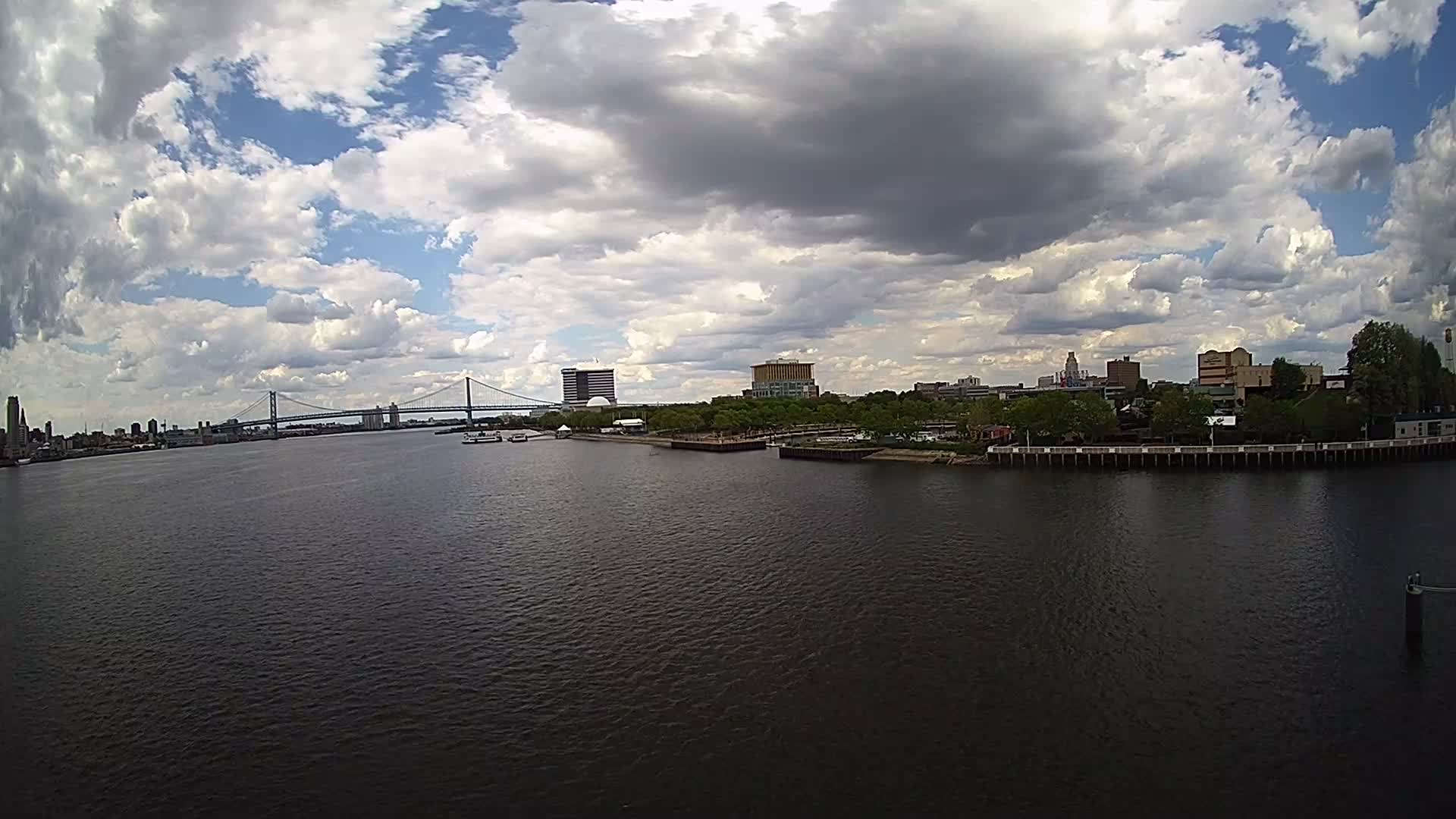 Battleship New Jersey Pano View of Ben Franklin and Camden Skyline