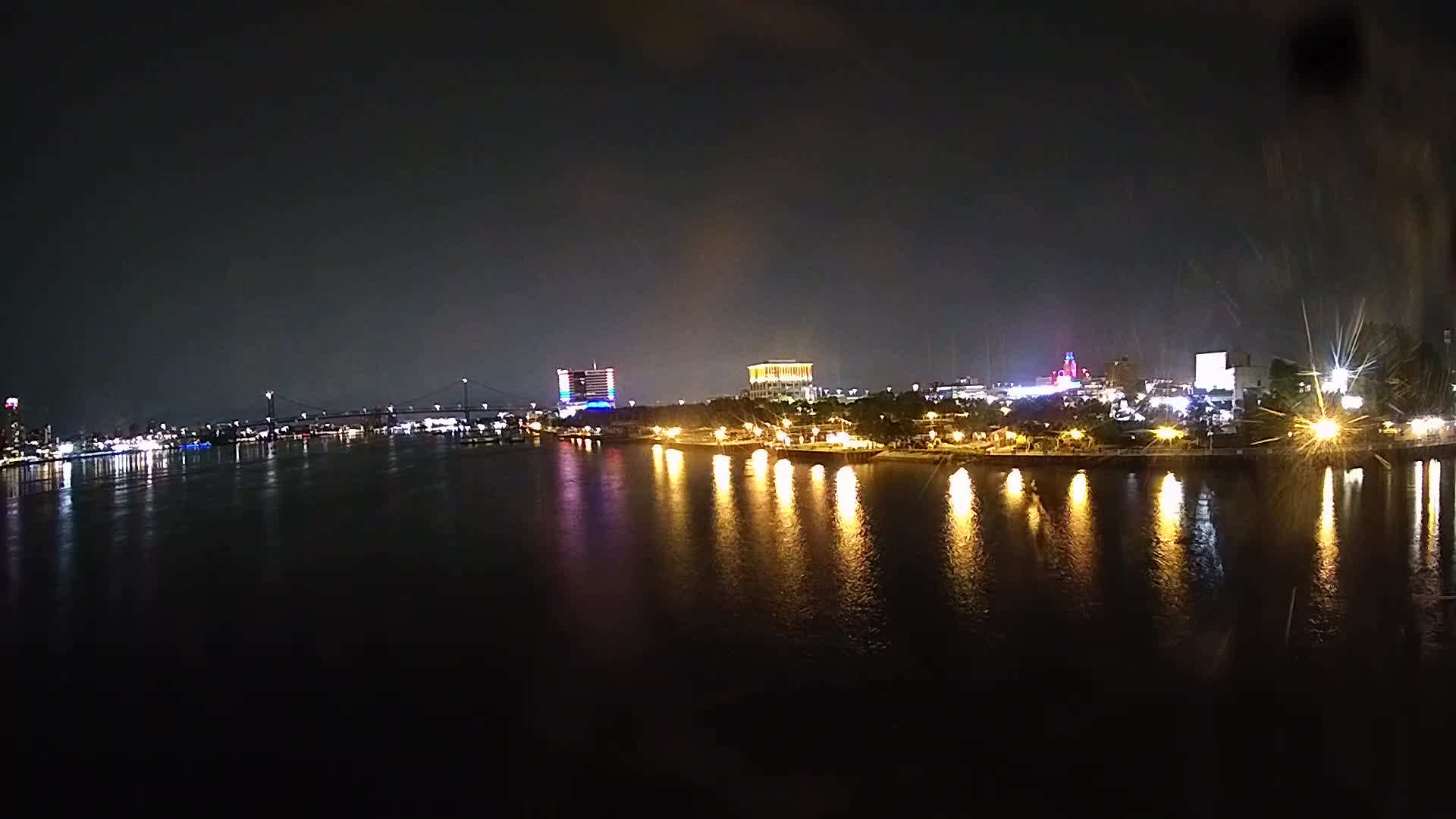 Battleship New Jersey Pano View of Ben Franklin and Camden Skyline