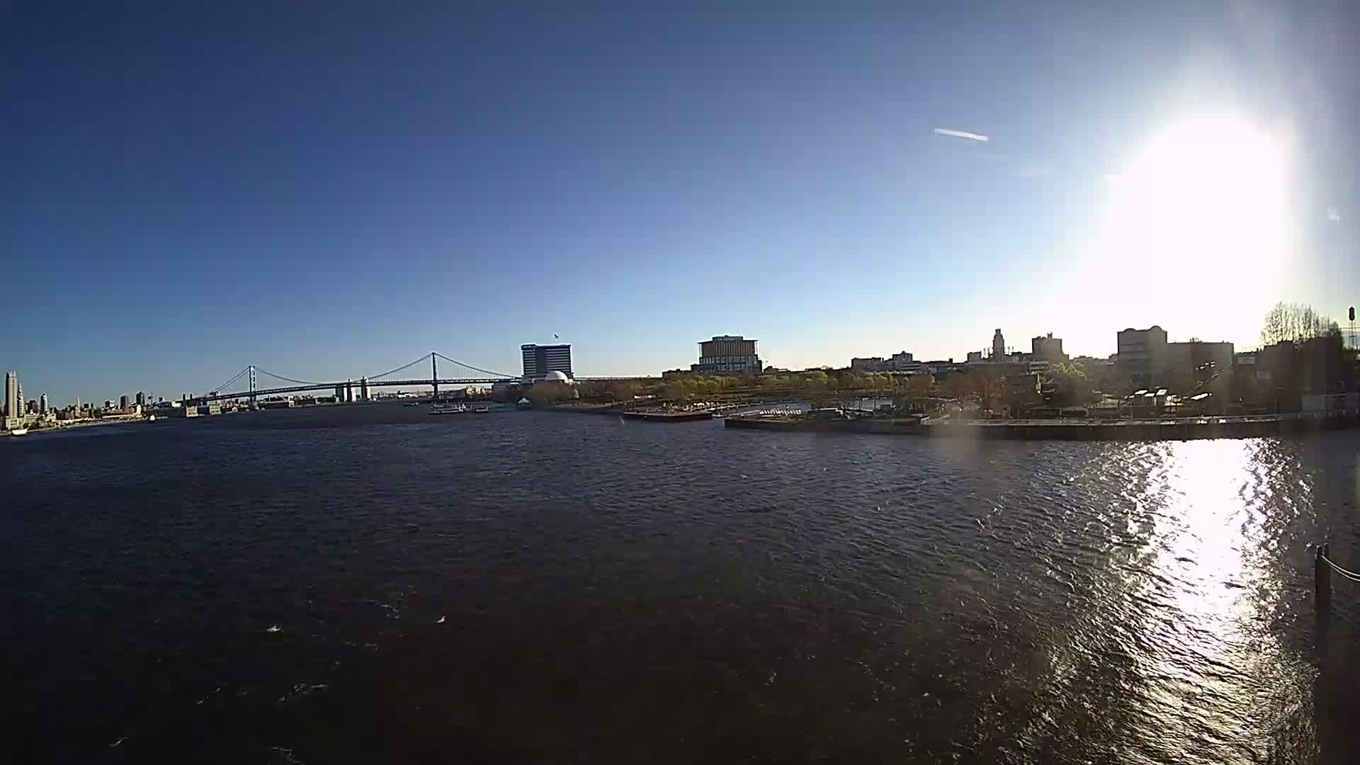 Battleship New Jersey Pano View of Ben Franklin and Camden Skyline