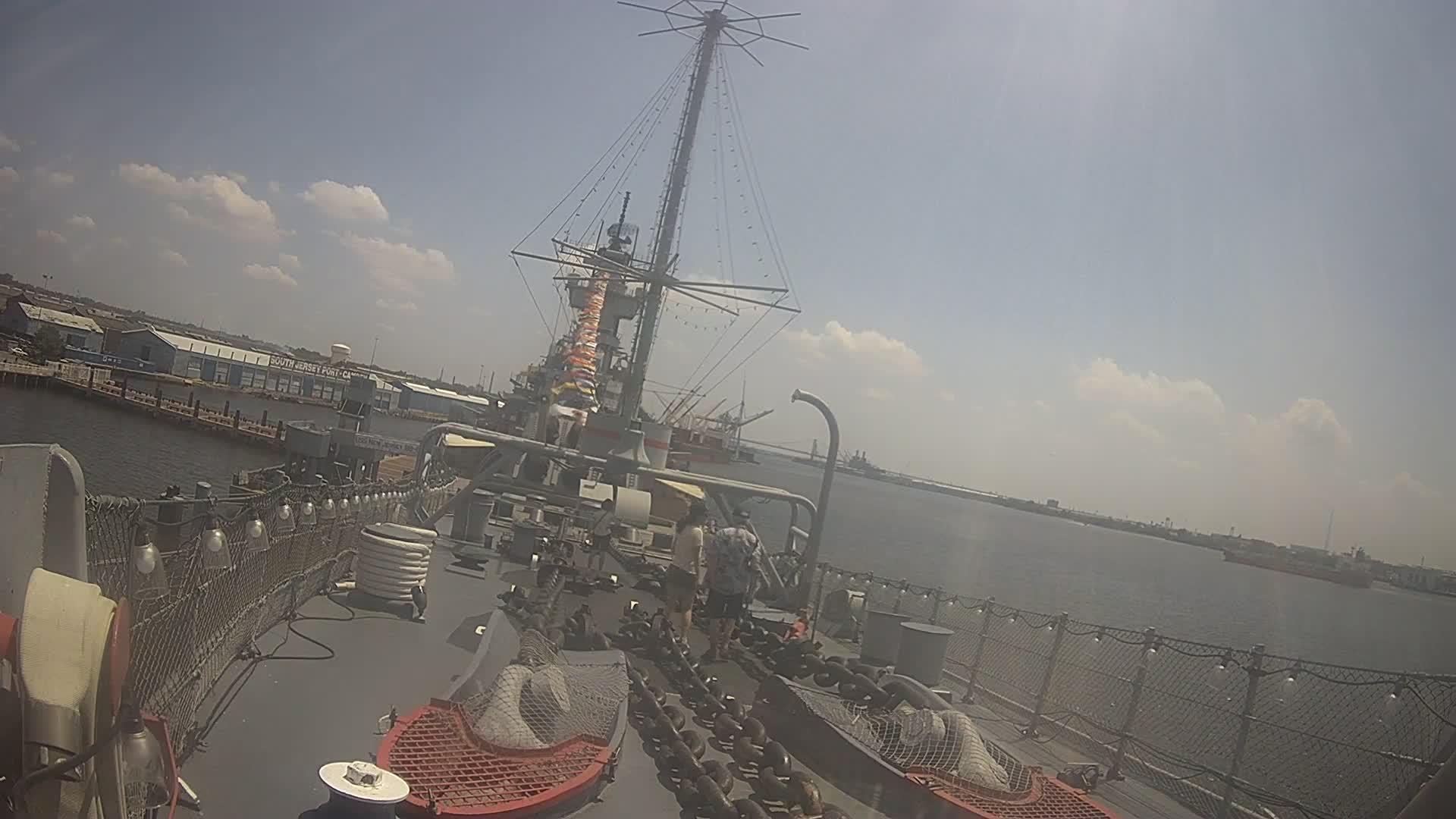Battleship New Jersey Looking at Bridge from Bow of Ship (wide)