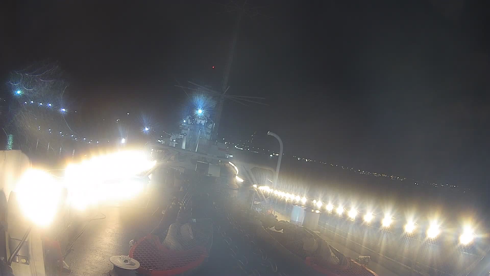 Battleship New Jersey Looking at Bridge from Bow of Ship (wide)