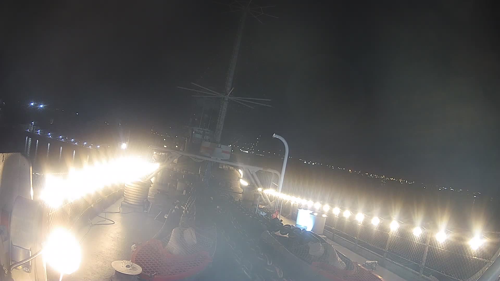 Battleship New Jersey Looking at Bridge from Bow of Ship (wide)