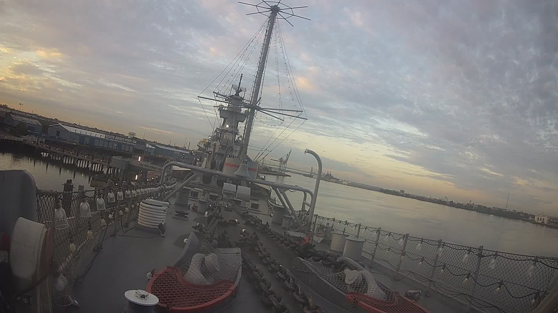 Battleship New Jersey Looking at Bridge from Bow of Ship (wide)